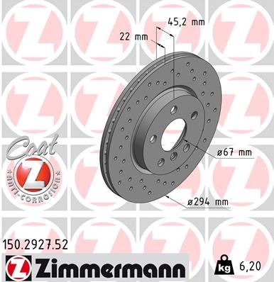 ZIMMERMANN 150.2927.52 Fren Sistemleri Fren Diski - MINI MINI (F56) uyumlu