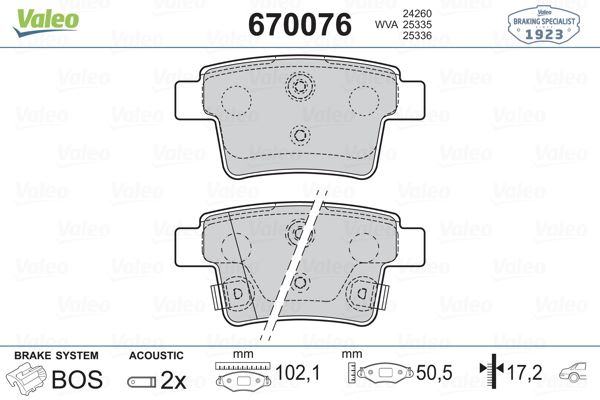 VALEO 670076 Fren Sistemleri Fren Balatası - PROTON GEN 2 (CM_) uyumlu