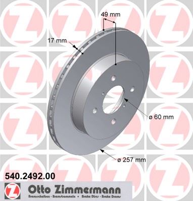 ZIMMERMANN 540.2492.00 Fren Sistemleri Fren Diski - SUZUKI IGNIS I (FH) uyumlu