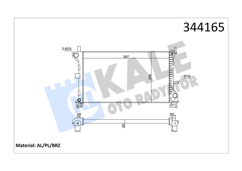 KALE OTO RADYATÖR 344165 Soğutma Sistemi Su Soğutucu & Parçaları - FORD FOCUS I (DAW, DBW) uyumlu