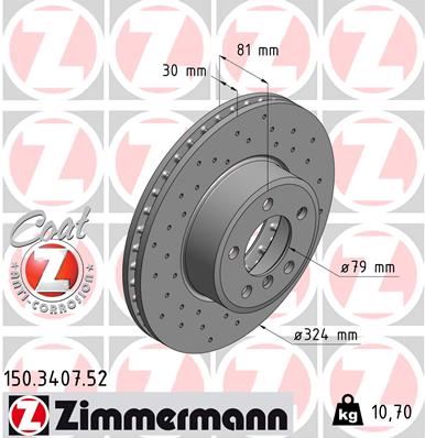 ZIMMERMANN 150.3407.52 Fren Sistemleri Fren Diski - BMW 7 (E65, E66, E67) uyumlu