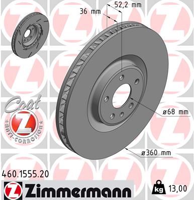 ZIMMERMANN 460.1555.20 Fren Sistemleri Fren Diski - PORSCHE MACAN (95B) uyumlu