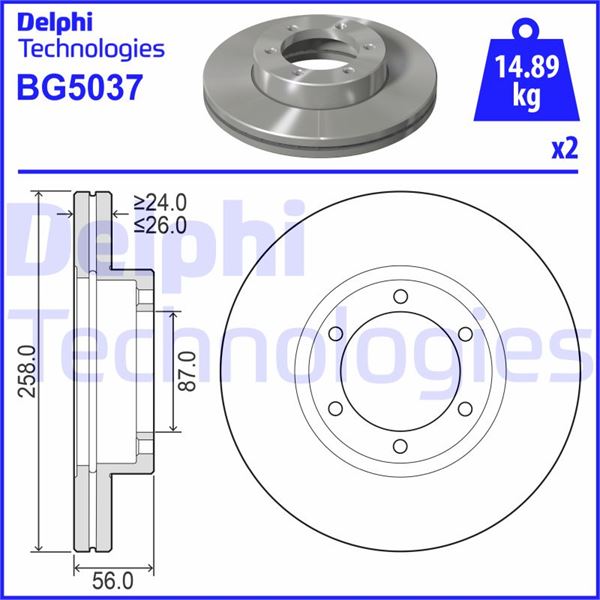 DELPHI BG5037 Fren Sistemleri Fren Diski - KIA PREGIO Panelvan/Van (TB) uyumlu