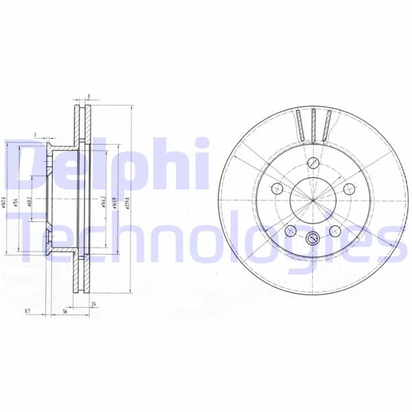 DELPHI BG2717 Fren Sistemleri Fren Diski - VW TRANSPORTER T4 Minibüs/Otobüs (70B, 70C, 7DB, 7DK, 70J, 70K, uyumlu