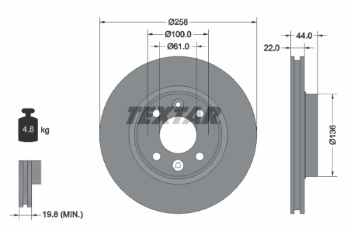 TEXTAR 92255203 Fren Sistemleri Fren Diski - DACIA SANDERO II uyumlu