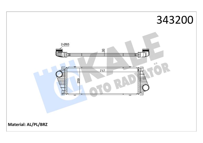 KALE OTO RADYATÖR 343200 Motor Turbo Radyatörü - MERCEDES-BENZ SPRINTER 2-t Minibüs/Otobüs (B901, B902) uyumlu