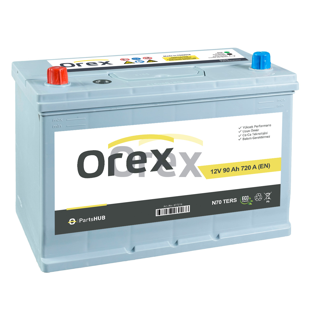 Orex Akü 12V 90Ah 720A N70 (306×173×225) Standart Akü - OREX - 877216 Ürün Görseli