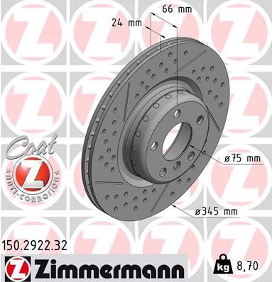 ZIMMERMANN 150.2922.32 Fren Sistemleri Fren Diski - BMW 1 (F20) uyumlu
