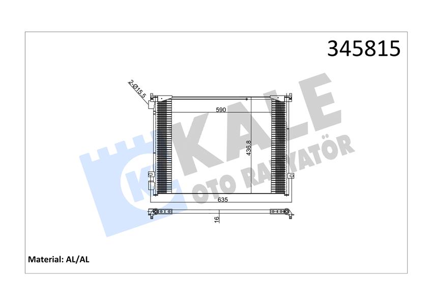KALE OTO RADYATÖR 345815 İklimlendirme Sistemi Klima Radyatörü - OPEL VIVARO A Platform şasi (X83) uyumlu