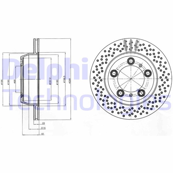 DELPHI BG4302C Fren Sistemleri Fren Diski - PORSCHE BOXSTER (981) uyumlu