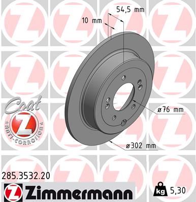 ZIMMERMANN 285.3532.20 Fren Sistemleri Fren Diski - HYUNDAI TUCSON (TL, TLE) uyumlu