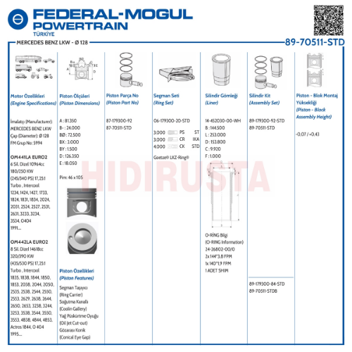 Piston Seti - GOETZE ENGINE - 8970511STD