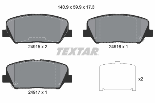 TEXTAR 2491501 Fren Sistemleri Fren Balatası - HYUNDAI i30 (GD) uyumlu