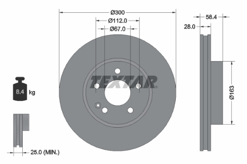 TEXTAR 93123403 Fren Sistemleri Fren Diski - MERCEDES-BENZ VITO / MIXTO Panelvan/Van (W639) uyumlu