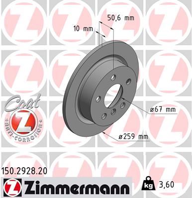 ZIMMERMANN 150.2928.20 Fren Sistemleri Fren Diski - MINI MINI (F56) uyumlu