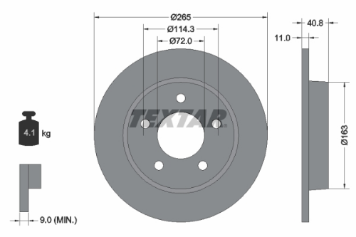 TEXTAR 92130500 Fren Sistemleri Fren Diski - MAZDA 3 Sedan (BL) uyumlu