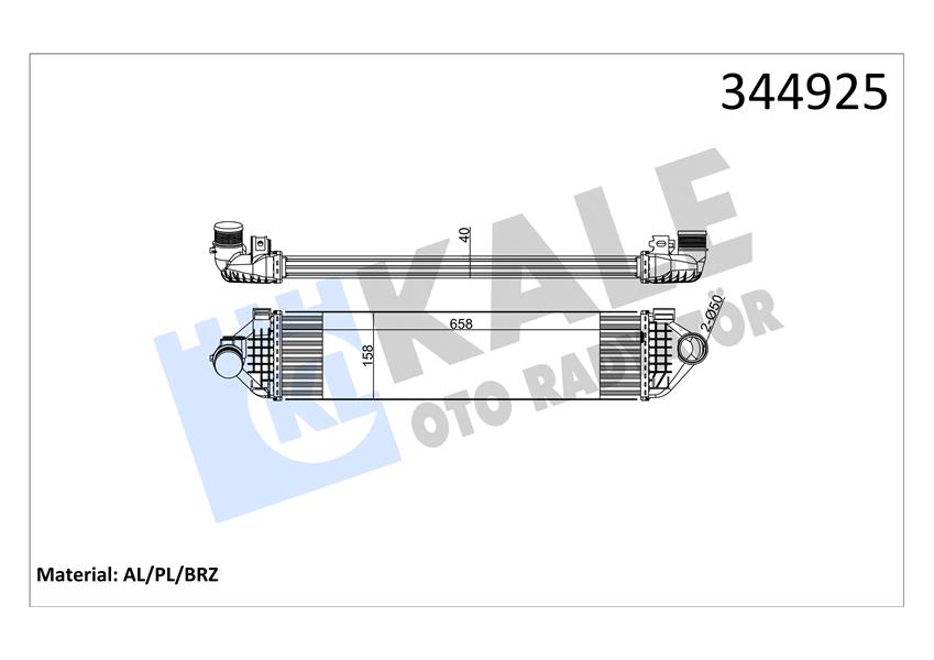 KALE OTO RADYATÖR 344925 Motor Turbo Radyatörü - VOLVO V60 I (155) uyumlu