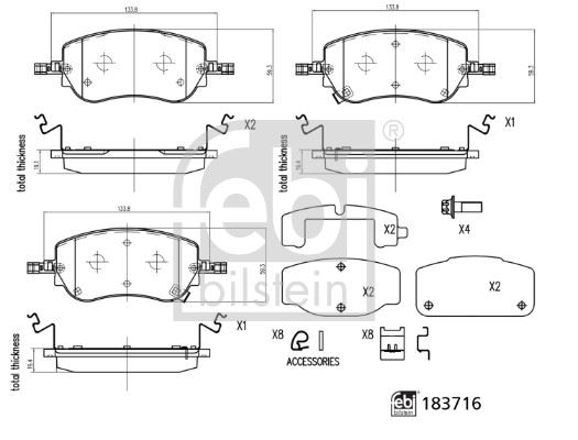 FEBI BILSTEIN 183716 Fren Sistemleri Fren Balatası - FIAT EGEA Hatchback (356_, 357_) uyumlu