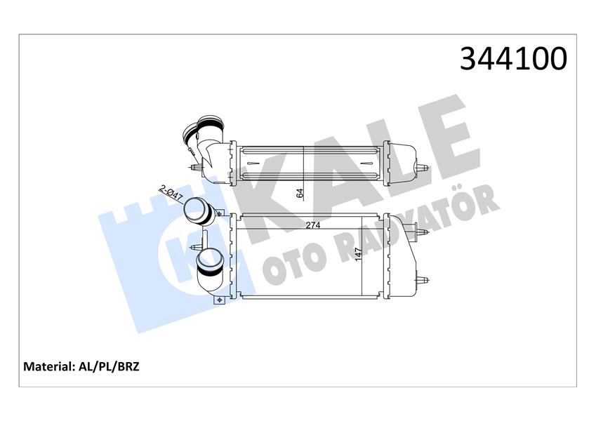 KALE OTO RADYATÖR 344100 Motor Turbo Radyatörü - CITROËN C3 I (FC_, FN_) uyumlu