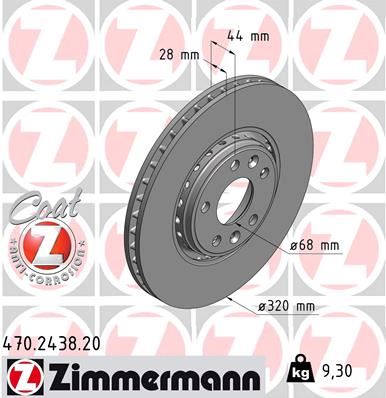 ZIMMERMANN 470.2438.20 Fren Sistemleri Fren Diski - RENAULT LAGUNA III (BT0/1) uyumlu