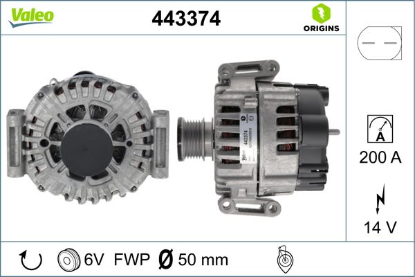 VALEO 443374 Elektrik Sistemi Alternatör - MERCEDES-BENZ SPRINTER 3,5-t Platform şasi (B906) uyumlu
