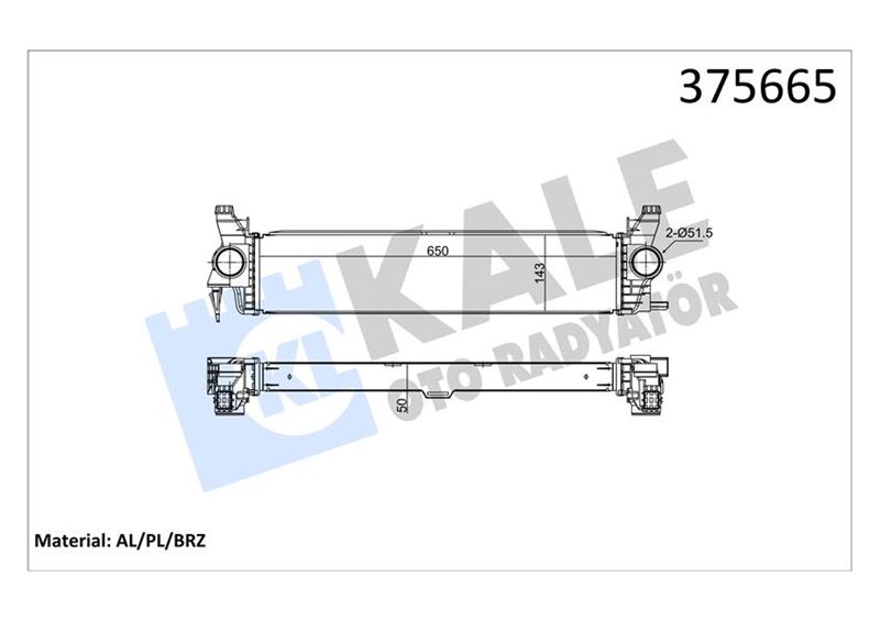 KALE OTO RADYATÖR 375665 Motor Turbo Radyatörü - MERCEDES-BENZ VITO Panelvan/Van (W447) uyumlu