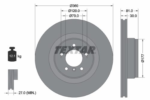 TEXTAR 92178403 Fren Sistemleri Fren Diski - LAND ROVER RANGE ROVER III (L322) uyumlu