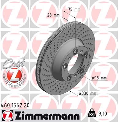 ZIMMERMANN 460.1562.20 Fren Sistemleri Fren Diski - PORSCHE 911 (997) uyumlu