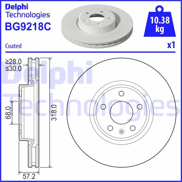 DELPHI BG9218C Fren Sistemleri Fren Diski - AUDI A4 B9 (8W2, 8WC) uyumlu