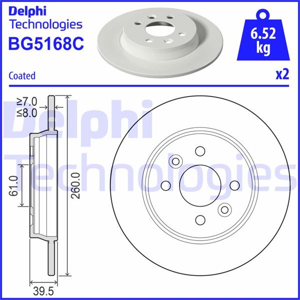 DELPHI BG5168C Fren Sistemleri Fren Diski - RENAULT CLIO V (B7_) uyumlu