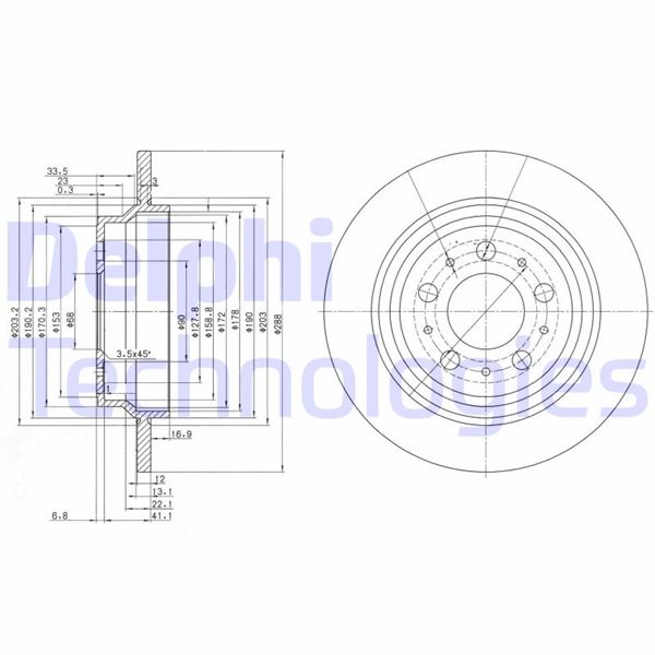 DELPHI BG3515 Fren Sistemleri Fren Diski - VOLVO S70 (874) uyumlu