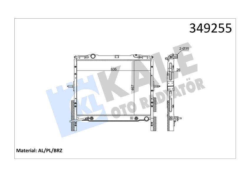 KALE OTO RADYATÖR 349255 Soğutma Sistemi Su Soğutucu & Parçaları