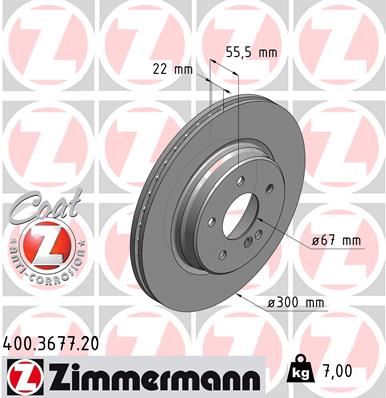 ZIMMERMANN 400.3677.20 Fren Sistemleri Fren Diski - MERCEDES-BENZ E-SERISI (W210) uyumlu