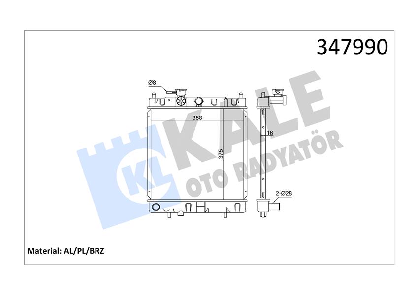 KALE OTO RADYATÖR 347990 Soğutma Sistemi Su Soğutucu & Parçaları - NISSAN MICRA II (K11) uyumlu