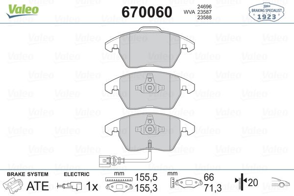 VALEO 670060 Fren Sistemleri Fren Balatası - VW PASSAT B7 (362) uyumlu