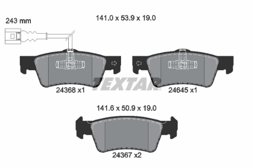 TEXTAR 2436801 Fren Sistemleri Fren Balatası - VW MULTIVAN T5 (7HM, 7HN, 7HF, 7EF, 7EM, 7EN) uyumlu