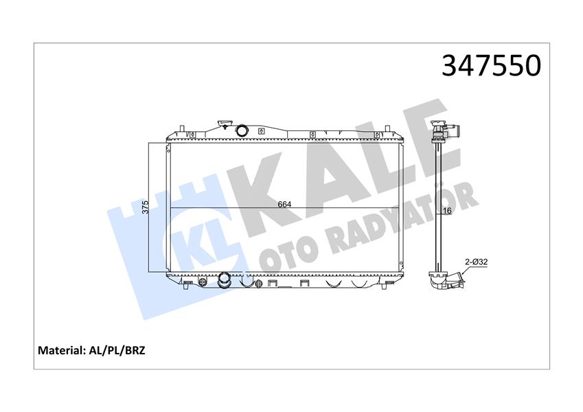 KALE OTO RADYATÖR 347550 Soğutma Sistemi Su Soğutucu & Parçaları - HONDA CIVIC IX (FK) uyumlu