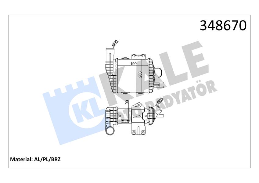 KALE OTO RADYATÖR 348670 Motor Turbo Radyatörü - KIA SPORTAGE II (JE_, KM_) uyumlu