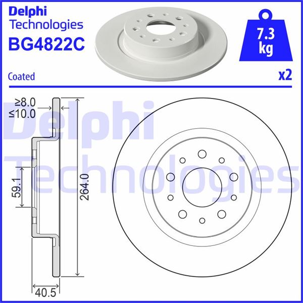 DELPHI BG4822C Fren Sistemleri Fren Diski - FIAT 500L (351_, 352_) uyumlu