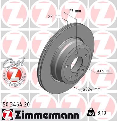 ZIMMERMANN 150.3464.20 Fren Sistemleri Fren Diski - BMW 1 Coupe (E82) uyumlu