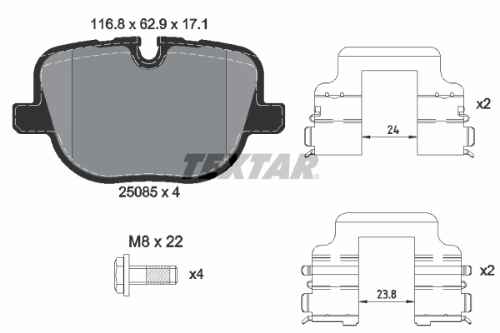 TEXTAR 2508501 Fren Sistemleri Fren Balatası - LAND ROVER RANGE ROVER III (L322) uyumlu