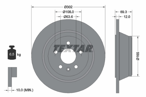 TEXTAR 92168403 Fren Sistemleri Fren Diski - VOLVO V70 III (135) uyumlu