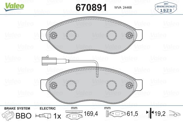 VALEO 670891 Fren Sistemleri Fren Balatası - FIAT DUCATO Panelvan/Van (250_) uyumlu
