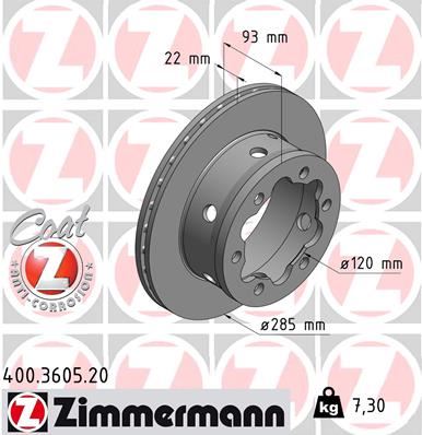 ZIMMERMANN 400.3605.20 Fren Sistemleri Fren Diski - VW LT 28-46 II Panelvan/Van (2DA, 2DD, 2DH) uyumlu