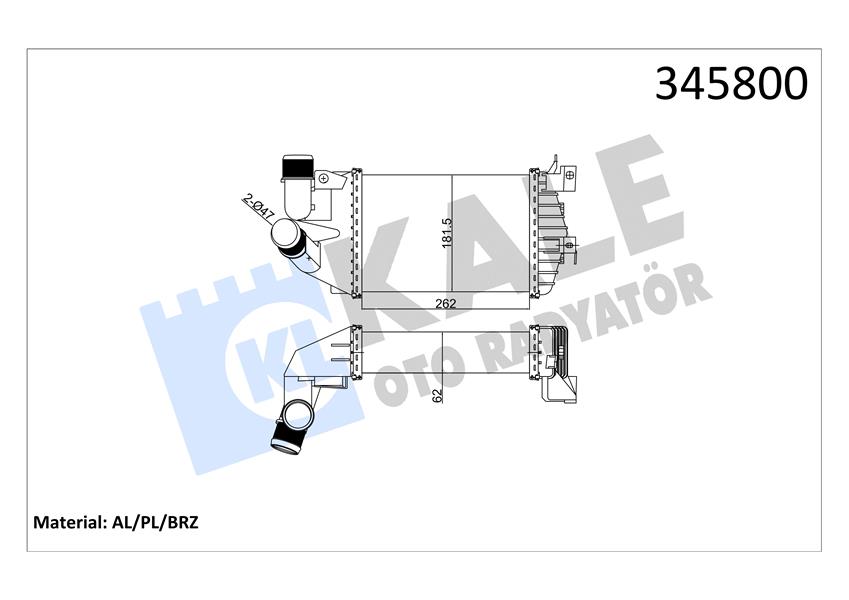KALE OTO RADYATÖR 345800 Motor Turbo Radyatörü - OPEL ASTRA H Kombi van (L70) uyumlu