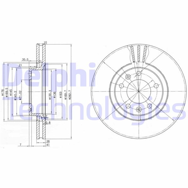 DELPHI BG2688 Fren Sistemleri Fren Diski - CITROËN XM (Y3) uyumlu