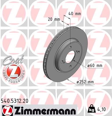 ZIMMERMANN 540.5312.20 Fren Sistemleri Fren Diski - SUZUKI BALENO (FW, EW) uyumlu