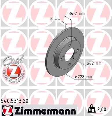 ZIMMERMANN 540.5313.20 Fren Sistemleri Fren Diski - SUZUKI BALENO (FW, EW) uyumlu