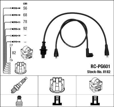 NGK 8182 Ateşleme Sistemi Ateşleme Kablosu - PEUGEOT 205 I (741A/C) uyumlu