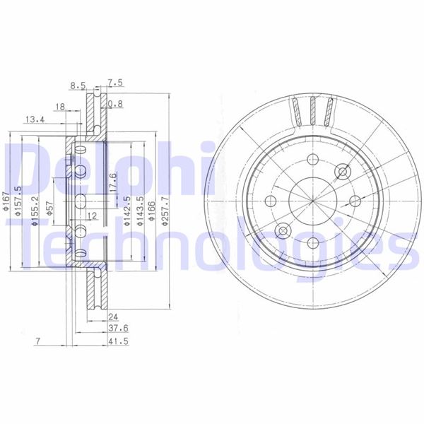 DELPHI BG3803 Fren Sistemleri Fren Diski - KIA SHUMA II (FB) uyumlu